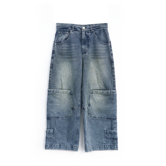 "DEEP POCKET" DENIM (WASHED BLUE)