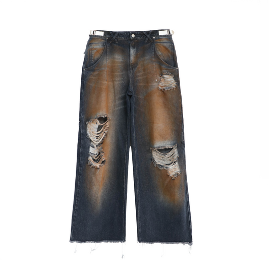 "DRAG" RIPPED DENIM (CLAY)