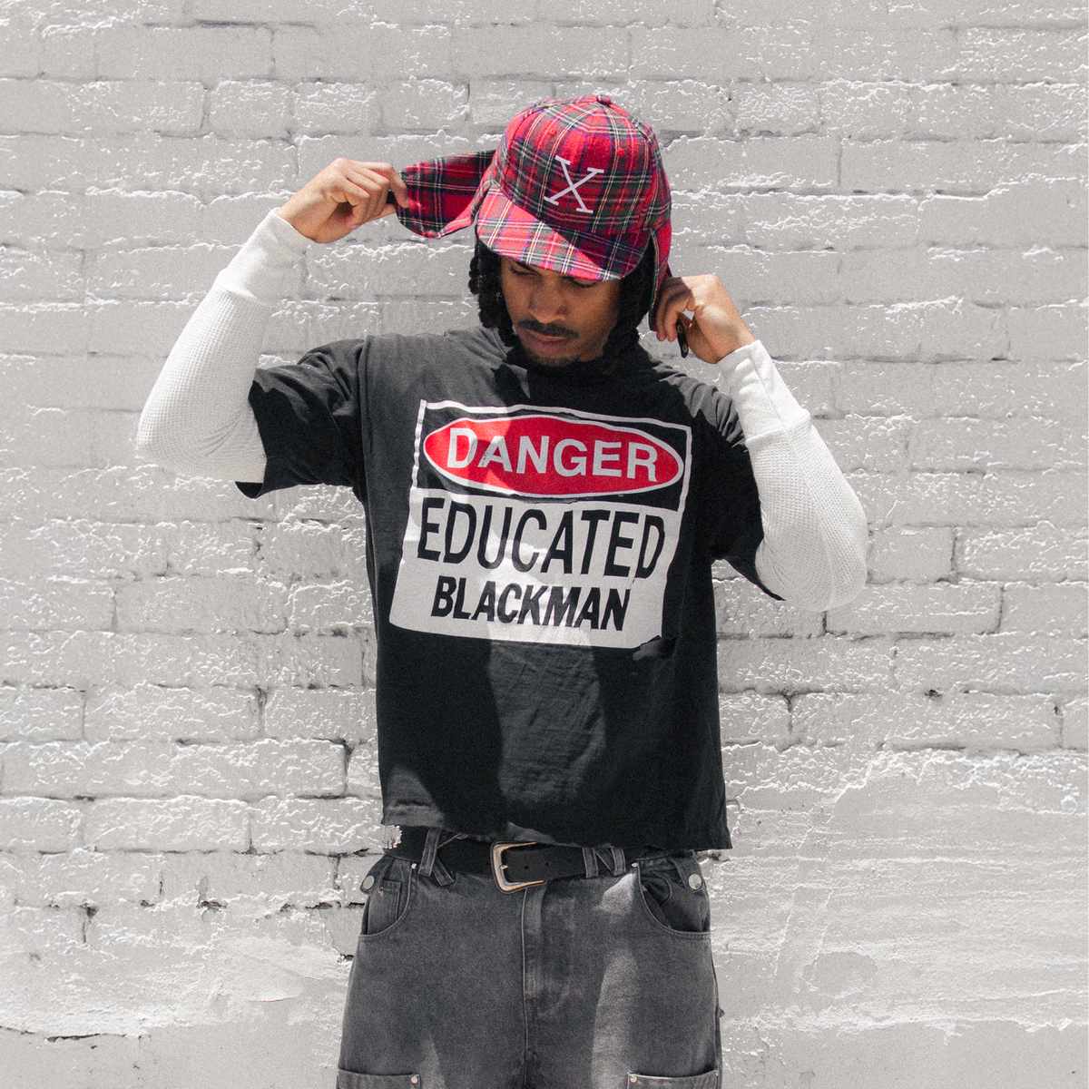 "FLAP CAP" (Red Plaid)