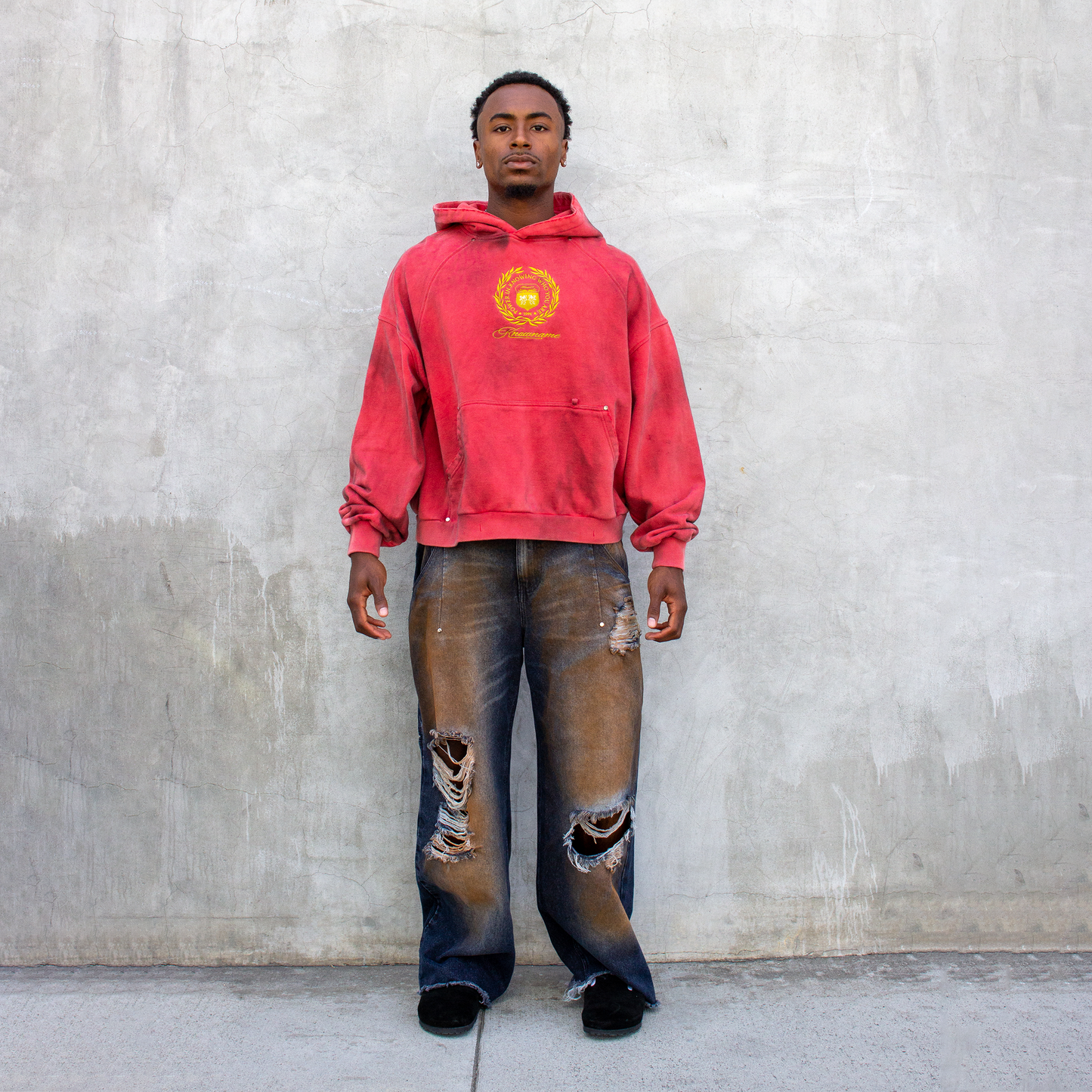 "STRIKE" HOODIE (WASHED RED)