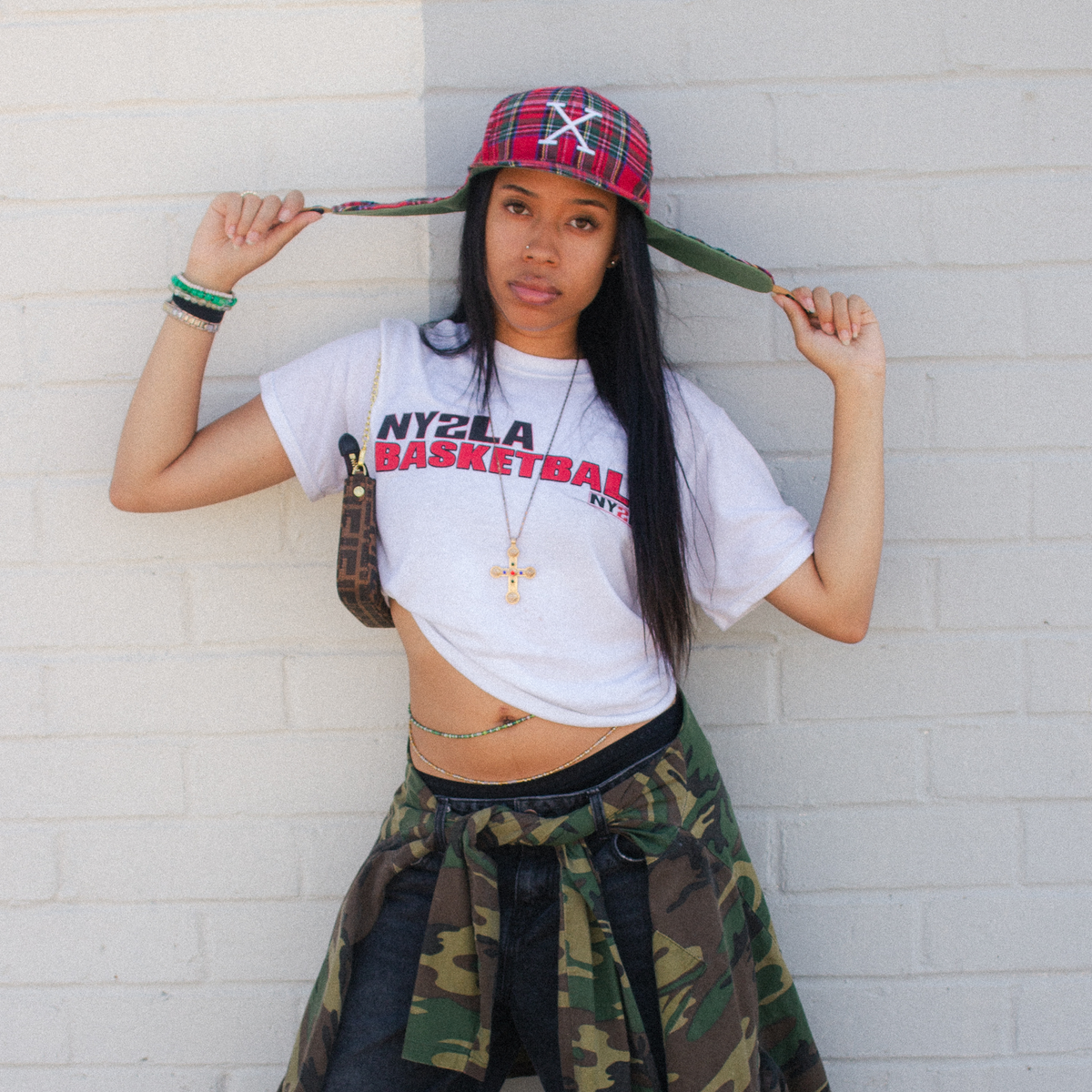 "FLAP CAP" (Red Plaid)